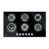 46247 - Parrilla gas empotrable 90cm, 6 quem, vidrio negro, Riviera