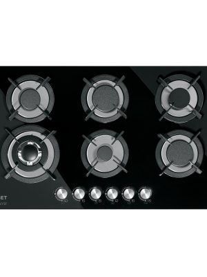 46247 - Parrilla gas empotrable 90cm, 6 quem, vidrio negro, Riviera