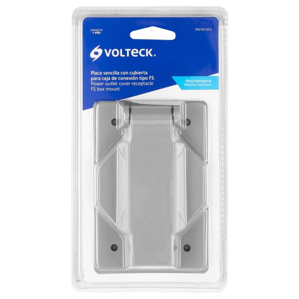 46434 - Placa tipo FS con cubierta, sencilla, sobreponer, Volteck