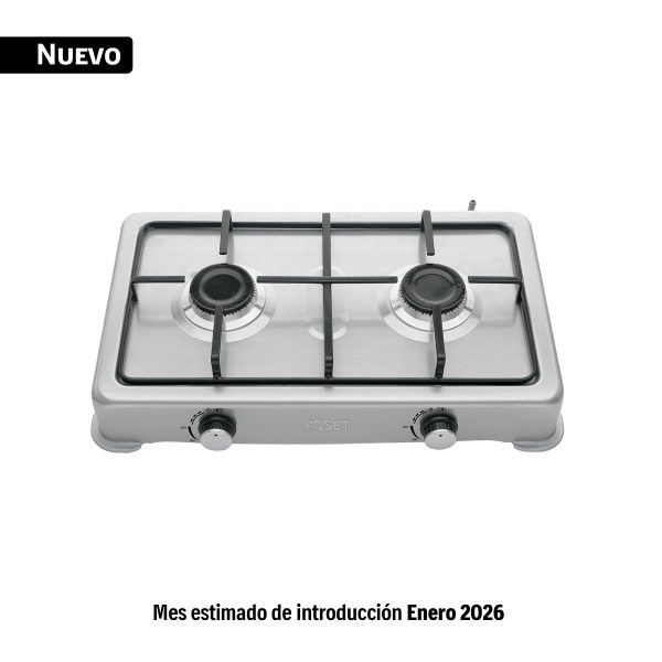 45666 - Parrilla de gas de sobreponer,2 quemadores, inox, FOSET AERO