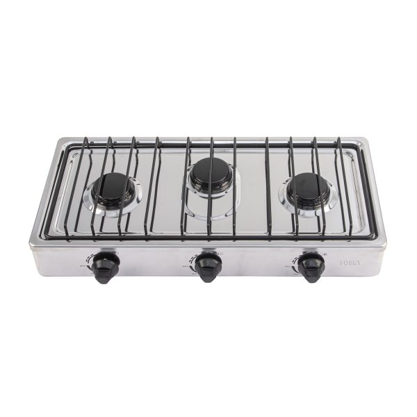47920 - Parrilla de gas de sobreponer 3 quemadores, inox, Foset