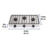 47920 - Parrilla de gas de sobreponer 3 quemadores, inox, Foset