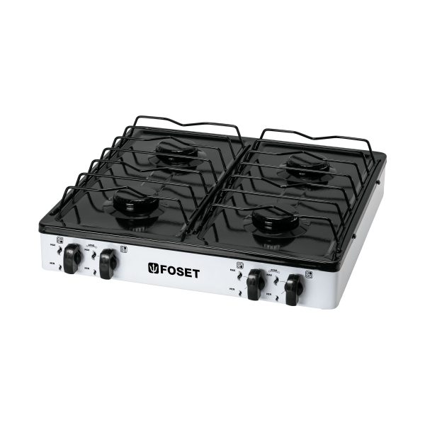 48150 - Parrilla de gas de sobreponer 4 quemadores, blanca, Foset