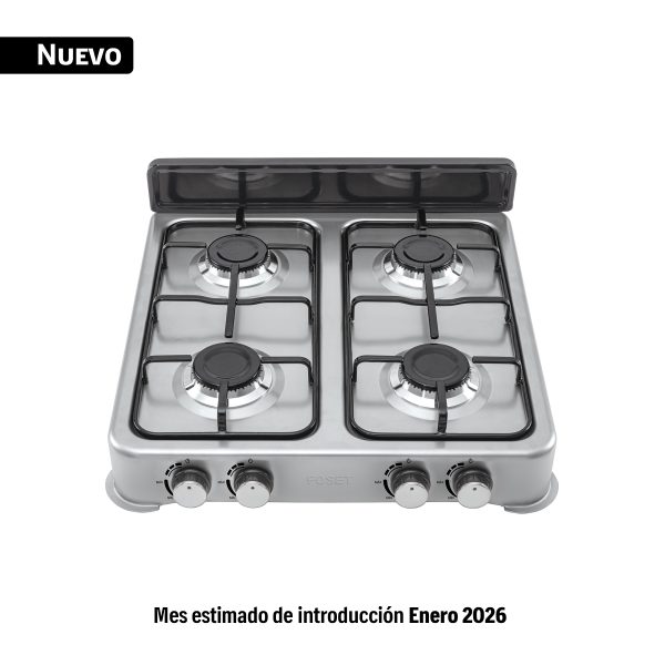 45667 - Parrilla de gas de sobreponer,4 quemadores, inox, FOSET AERO