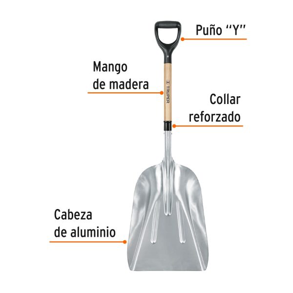 17233 - Pala sanitaria cabeza #15-1/2 aluminio, puño 'Y', mango 27'