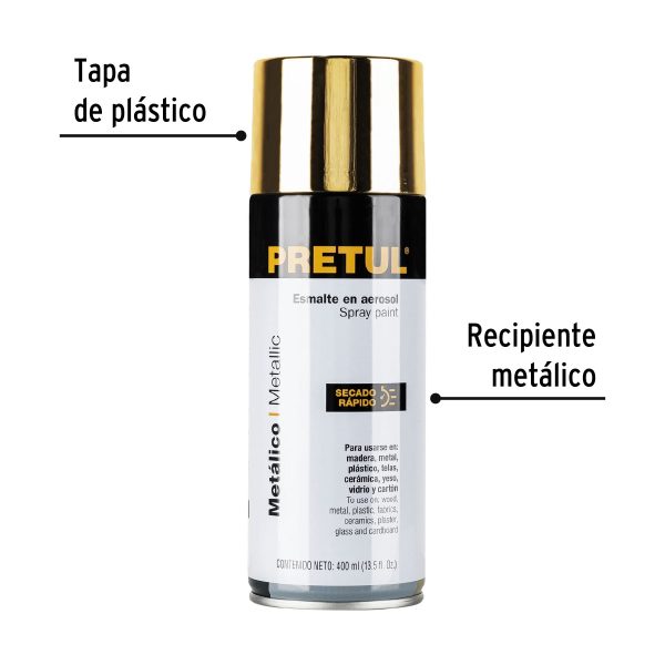 27180 - Pintura en aerosol, metálica, oro, 400ml, Pretul