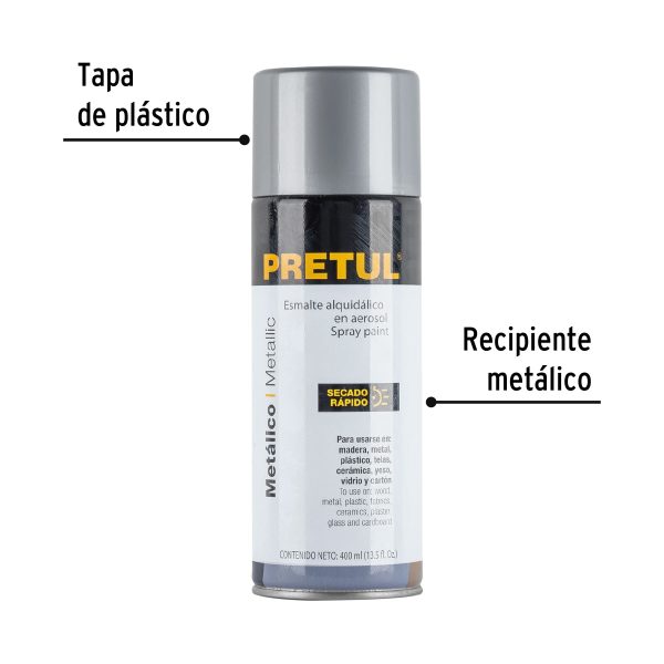 27174 - Pintura en aerosol metálica, plata ,400ml, Pretul