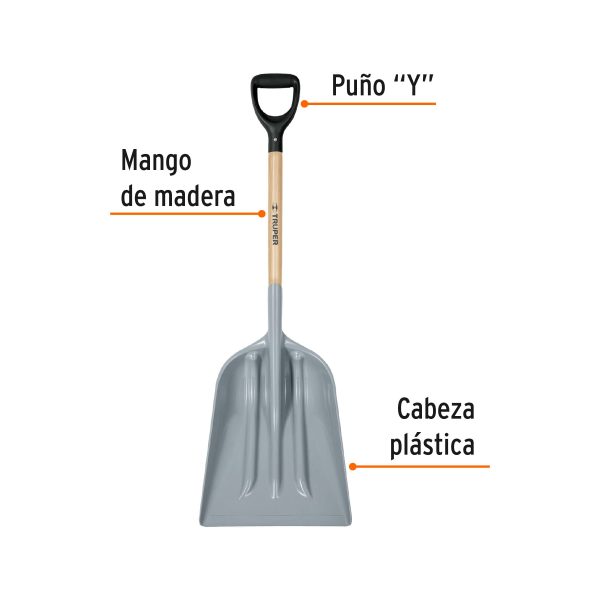 17252 - Pala sanitaria cabeza plástica, puño 'Y', mango 27', Truper
