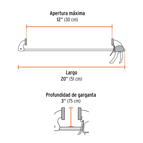 100143 - Prensa de ajuste rápido 12' uso rudo, cuerpo nylon, Expert