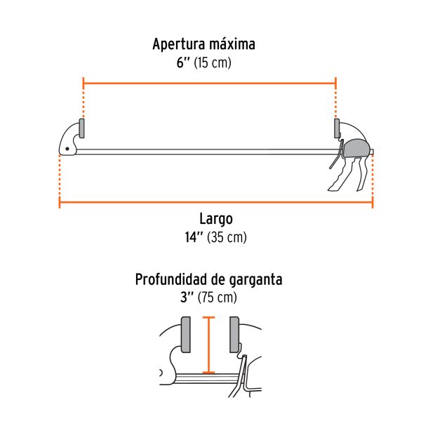 100142 - Prensa de ajuste rápido 6' uso rudo, cuerpo nylon, Expert
