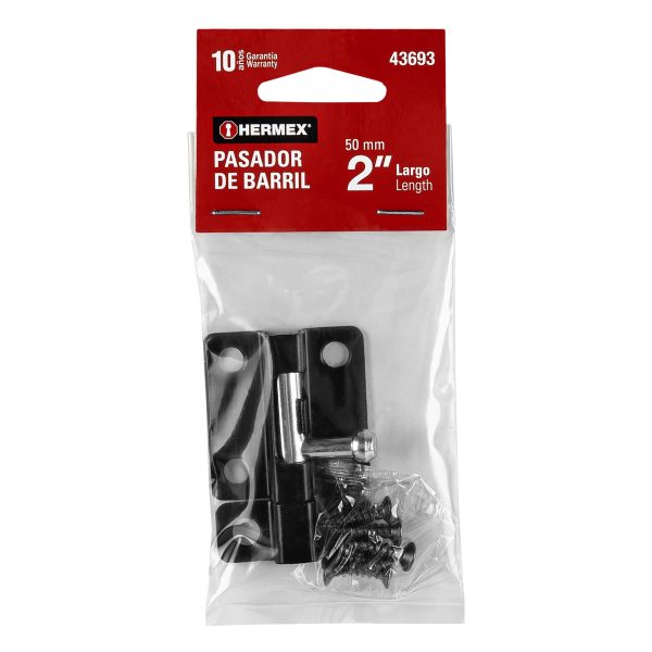 43693 - Pasador de barril 2' de acero acabado negro, HERMEX