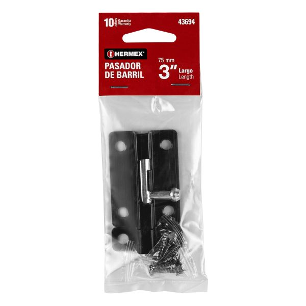 43694 - Pasador de barril 3' de acero acabado negro, HERMEX