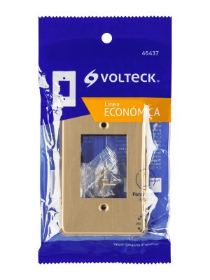 46437 - Placa 3 módulos, de aluminio, línea Económica, Volteck