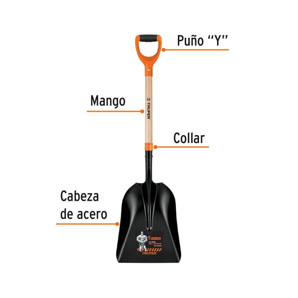 19660 - Pala carbonera chica T-2000, puño 'Y', Truper