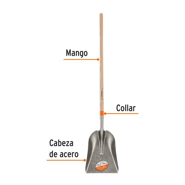 17174 - Pala carbonera Classic, mango largo 49', Truper