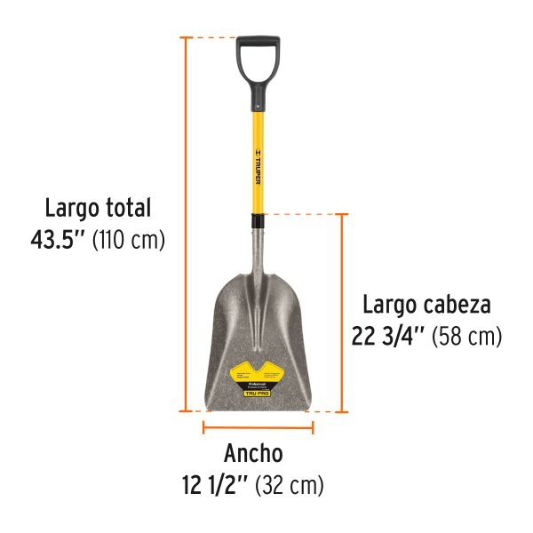 17153 - Pala carbonera Tru Pro, puño 'Y', mango de fibra de vidrio