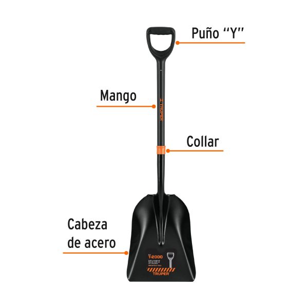 102459 - Pala carbonera T-2000, puño 'Y' mango fibra de vidrio Truper
