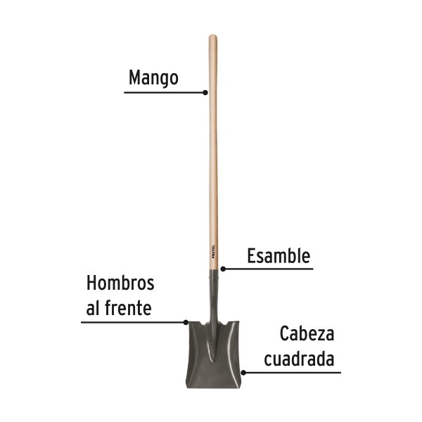 22508 - Pala cuadrada, mango largo 44', Pretul