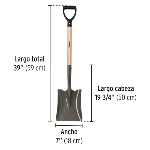 22506 - Pala cuadrada, puño 'D', Pretul