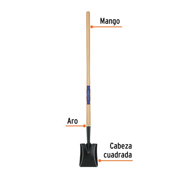 17205 - Pala cuadrada Classic Gardener, mango 45', Truper