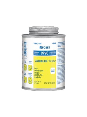 49568 - Cemento p/CPVC, amarillo, toda presión, lata 250ml, FOSET