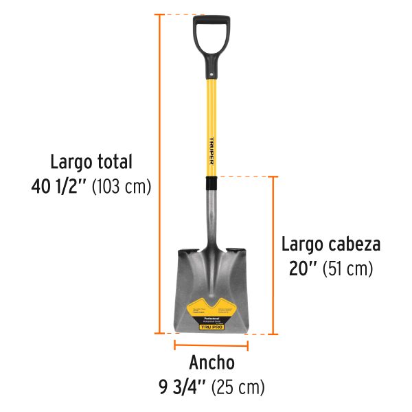17151 - Truper, square point shovel, poly D fiberglass handle