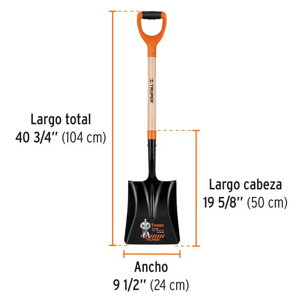 17161 - Pala cuadrada T-2000, puño 'Y', Truper