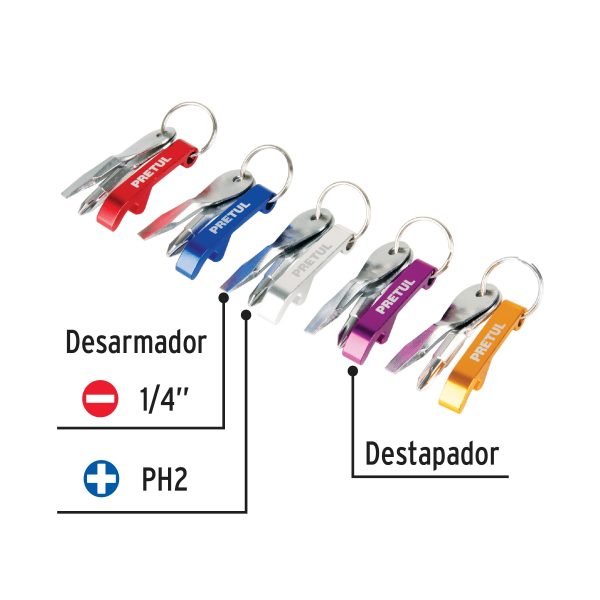 65015 - Pieza de llavero tipo desarmador y destapador, pecera 30 pz