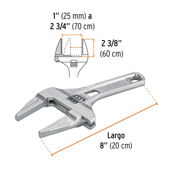 101387 - Llave ajustable 8' para plomero apertura 3', Truper