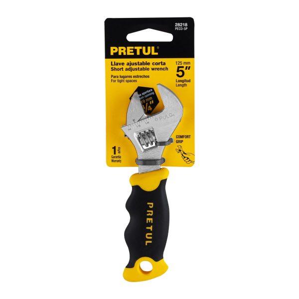 28218 - Llave ajustable (perico corto) 5' cromada con grip, Pretul