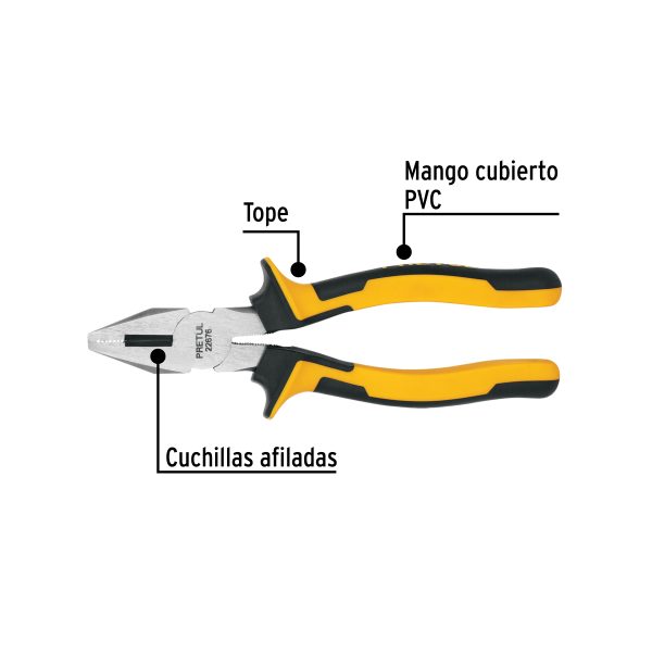 22676 - Pinza para electricista 7' mango Comfort Grip, Pretul