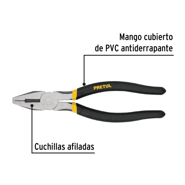 22708 - Pinza para electricista 8' mango de vinil, a granel, Pretul
