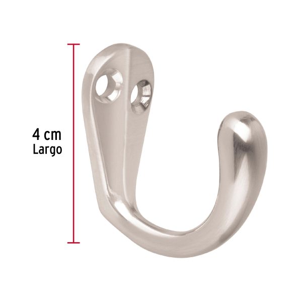 48353 - Gancho sencillo tipo perchero, níquel satinado, HERMEX