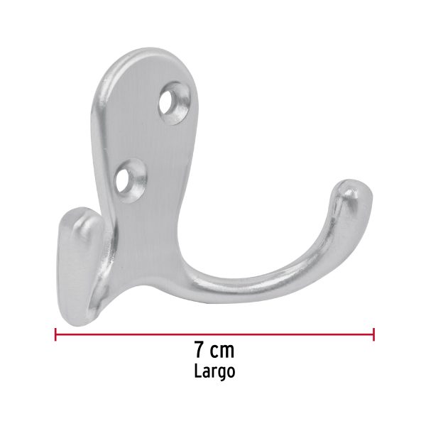 43913 - Gancho doble tipo perchero, cromo mate, HERMEX