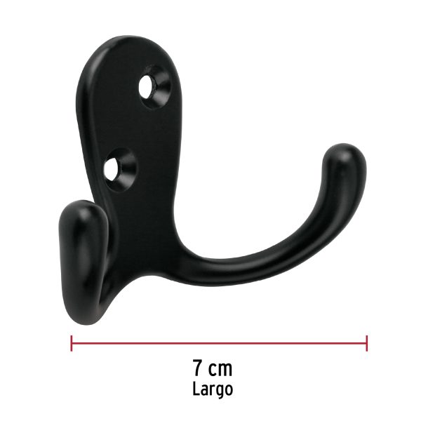 46831 - Gancho doble tipo perchero, negro, HERMEX