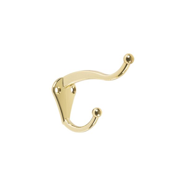 46358 - Gancho doble largo y corto tipo perchero, chico, latón