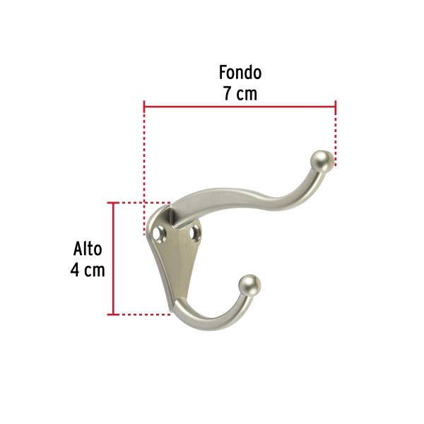 46366 - Gancho doble largo y corto tipo perchero,chico, cromo mate