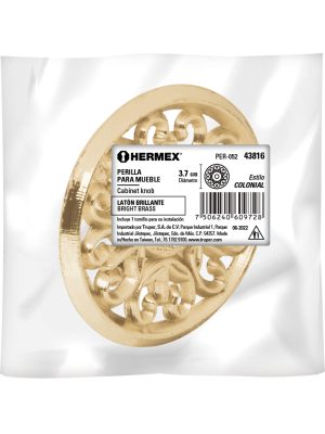 43816 - Perilla metálica estilo 'Colonial', acabado latón brillante