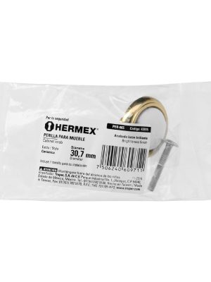 43815 - Perilla metálica acabado latón brillante, inserto cerámico