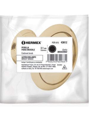 43812 - Perilla metálica estilo 'Moderno', latón brillante, HERMEX