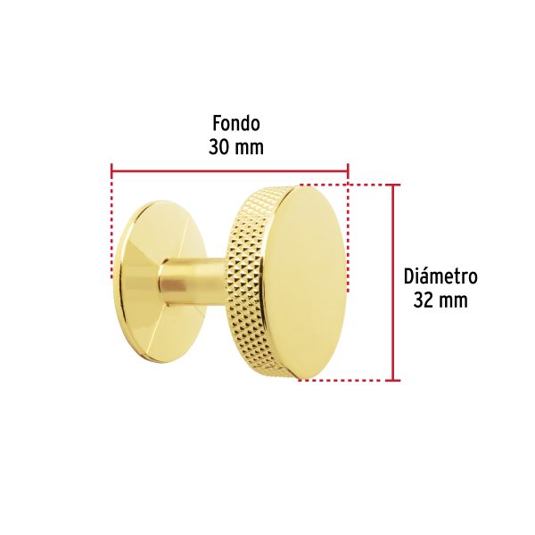 45823 - Perilla metálica estilo 'Oviedo', latón brillante, HERMEX