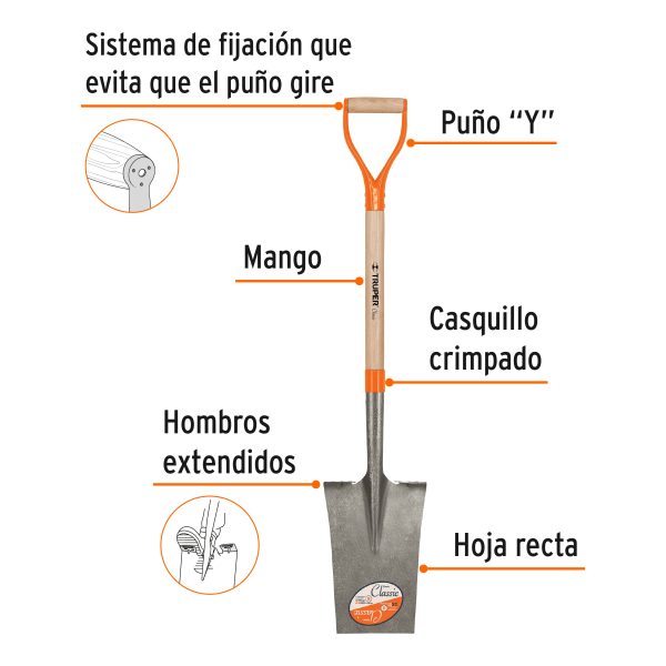 17156 - Pala escarramán Classic, puño 'Y', Truper