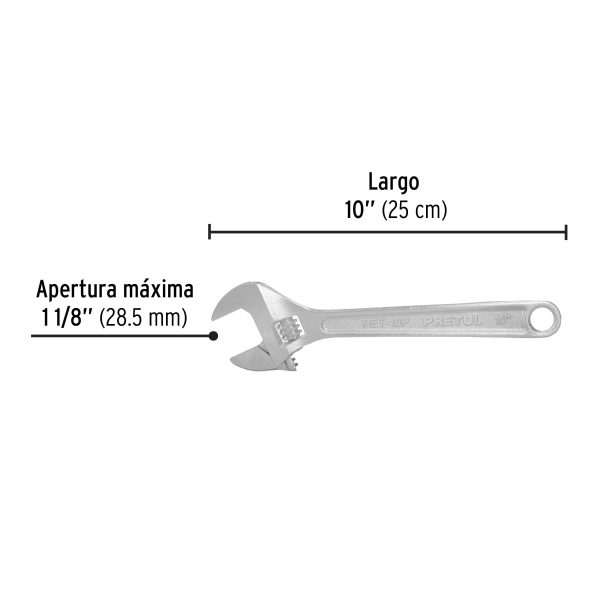 21816 - Llave ajustable (perico) 10' cromada, Pretul