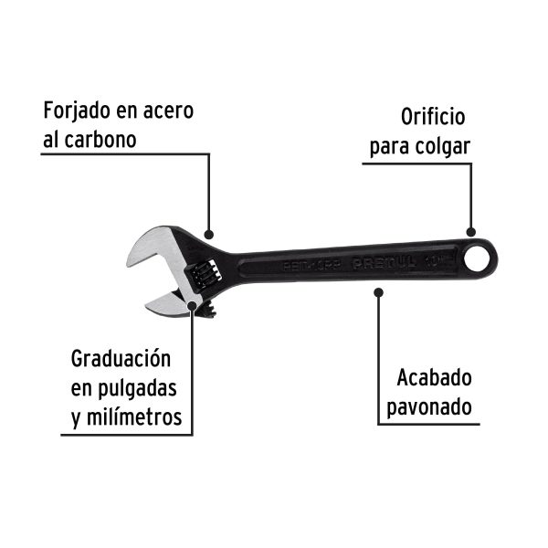 21824 - Llave ajustable (perico) 10' pavonada, Pretul
