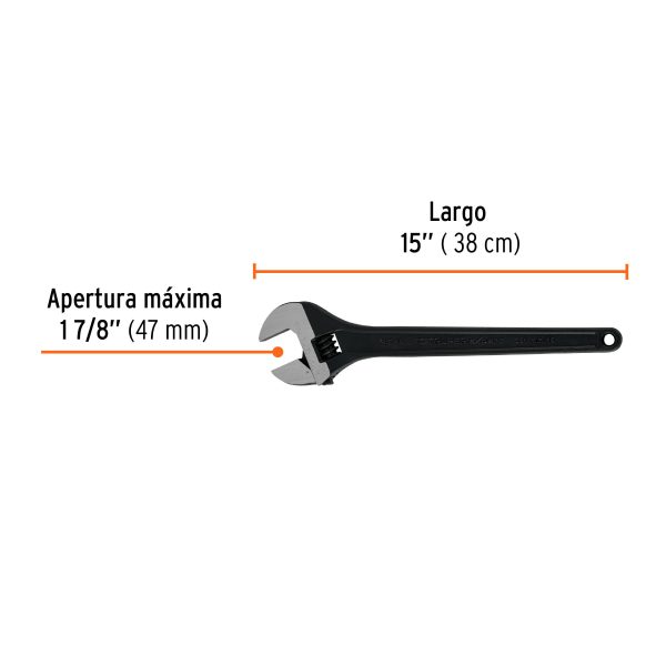 15504 - Llave ajustable (perico) 15' profesional pavonada, Expert