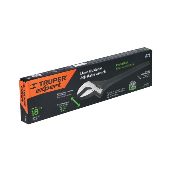 15498 - Llave ajustable (perico) 18' profesional pavonada, Expert