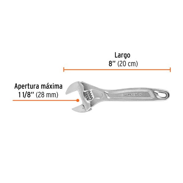 15506 - Llave ajustable (perico) 8' profesional cromada, Expert