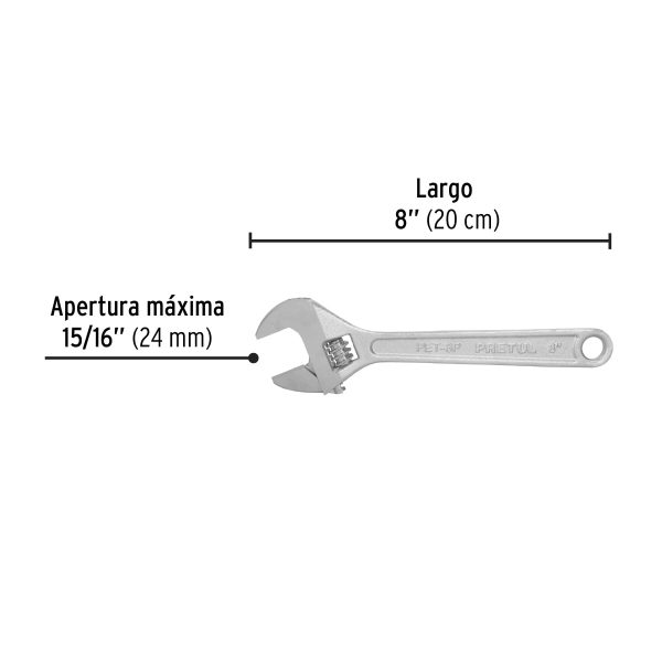 21815 - Llave ajustable (perico) 8' cromada, Pretul