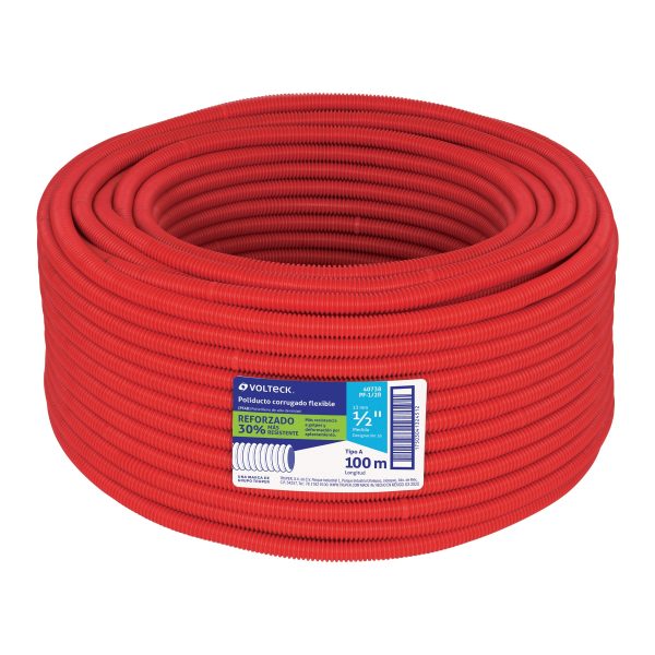 40738 - Metro de poliducto 1/2' corrugado flex. reforz. s/guía, 100m