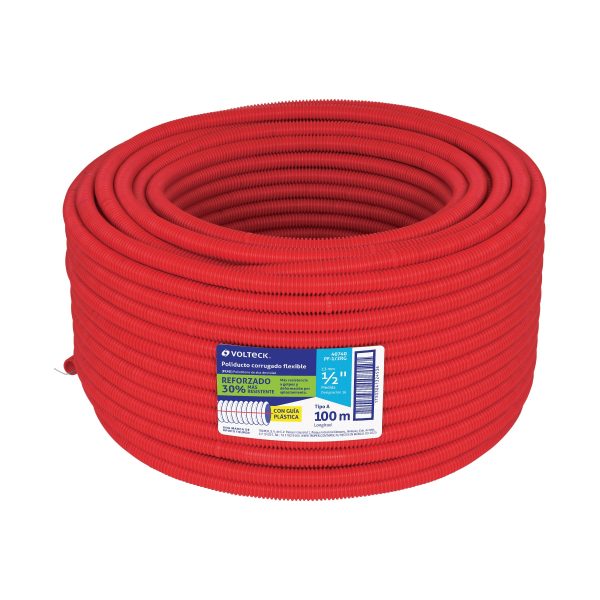 40740 - Metro de poliducto 1/2' corrugado flex. reforz. c/guía, 100m